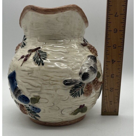 Sonoma Knollwood Ceramic Pitcher Bird Decor Pretty Pine cones Made In China - Picture 5 of 5